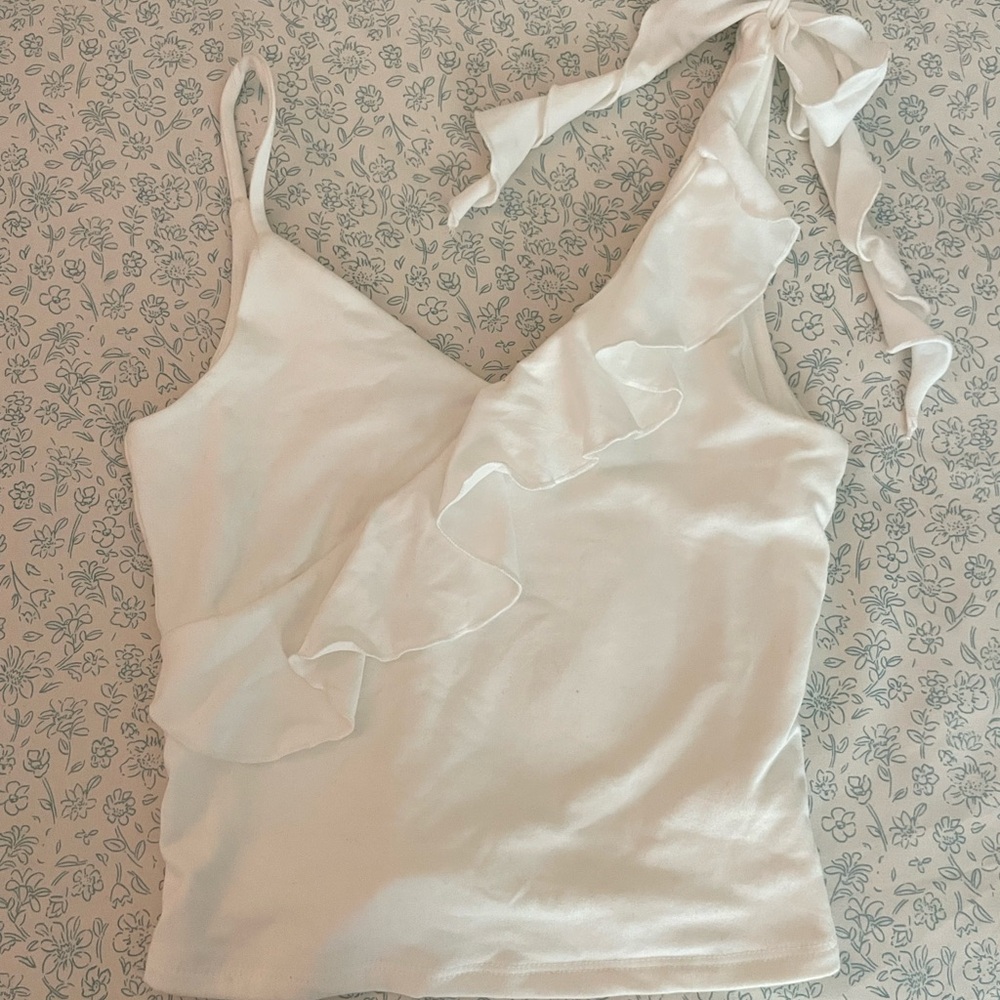 Gaze Cream Asymmetrical Tie Front Camisole